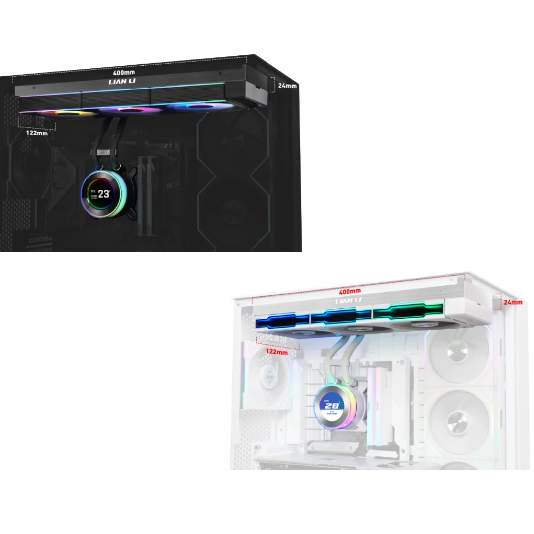 Lian Li HydroShift II LCD-C 360TL RGB 360mm AIO LC Cooler LCD Display ( Black | White ) - Image 4