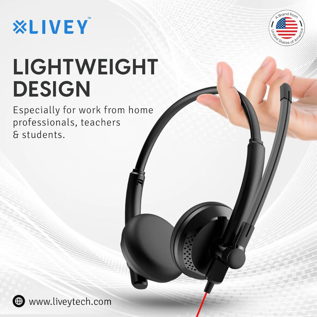 Livey LT-410DU USB Stereo Headset Black - Image 3