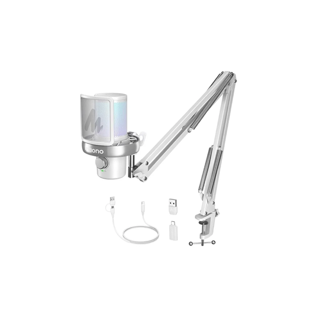 Maono DM40 Pro S Wireless RGB Condenser Gaming Desktop Microphone with Boom Arm (Black | White) - Image 5