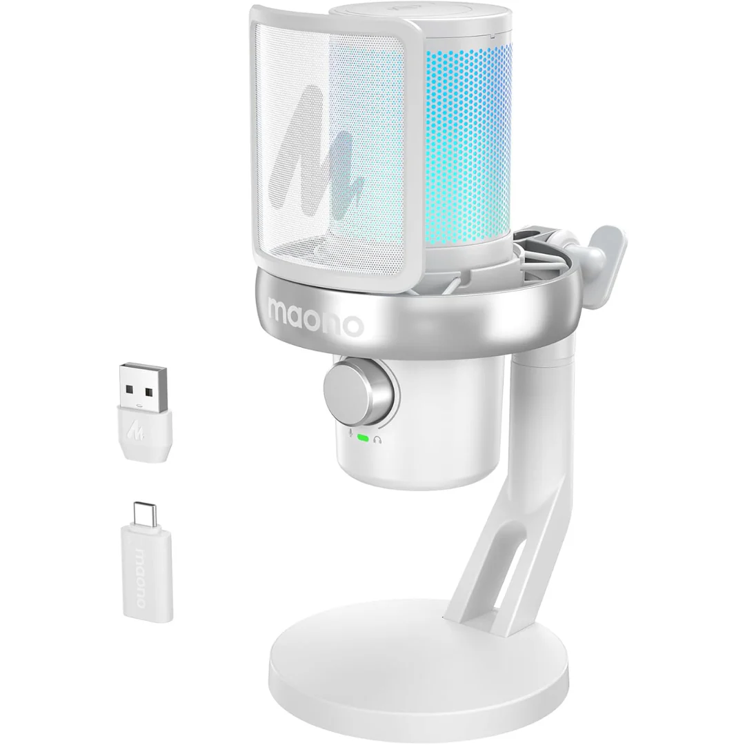 Maono DM40 Pro Wireless RGB Condenser Gaming Desktop Microphone ( Black | White ) - Image 2