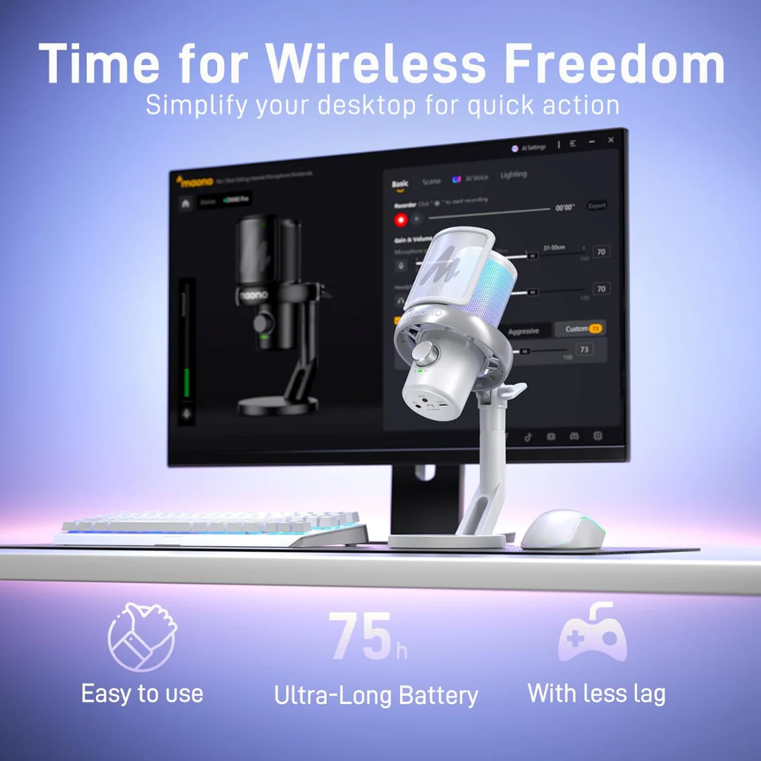 Maono DM40 Pro Wireless RGB Condenser Gaming Desktop Microphone ( Black | White ) - Image 4