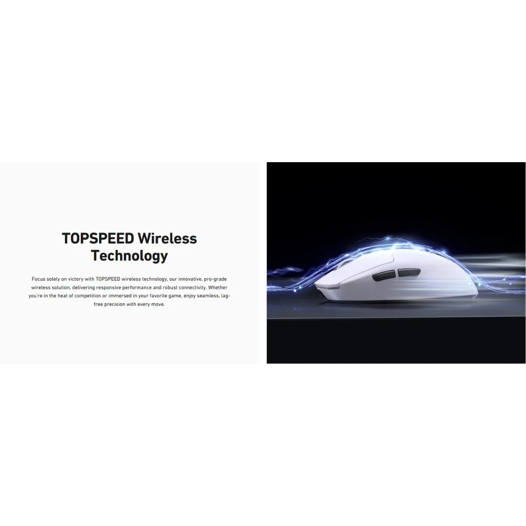 MCHOSE A7 Ultra Lightweight Tri-Mode Wireless Gaming Mouse White - Image 3