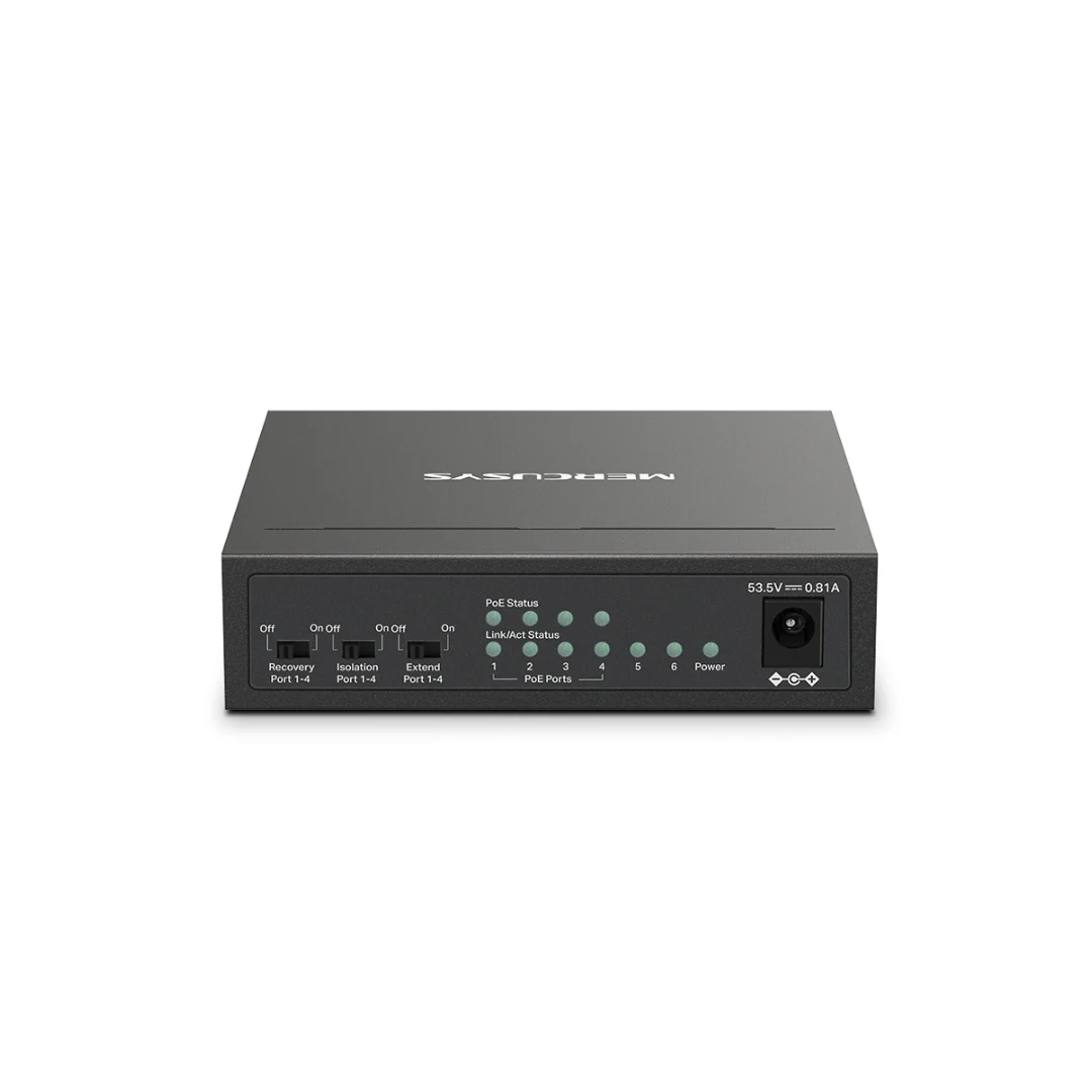 Mercusys MS106LP 6-Port 10/100Mbps Desktop Switch 4-Port PoE+ Extend and Isolation Mode 40W PoE Budget Plug and Play - Image 3