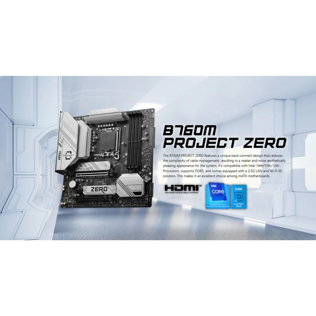MSI B760M Project Zero 4*DDR5 LGA 1700 Motherboard 911-7E14-001 - Image 4