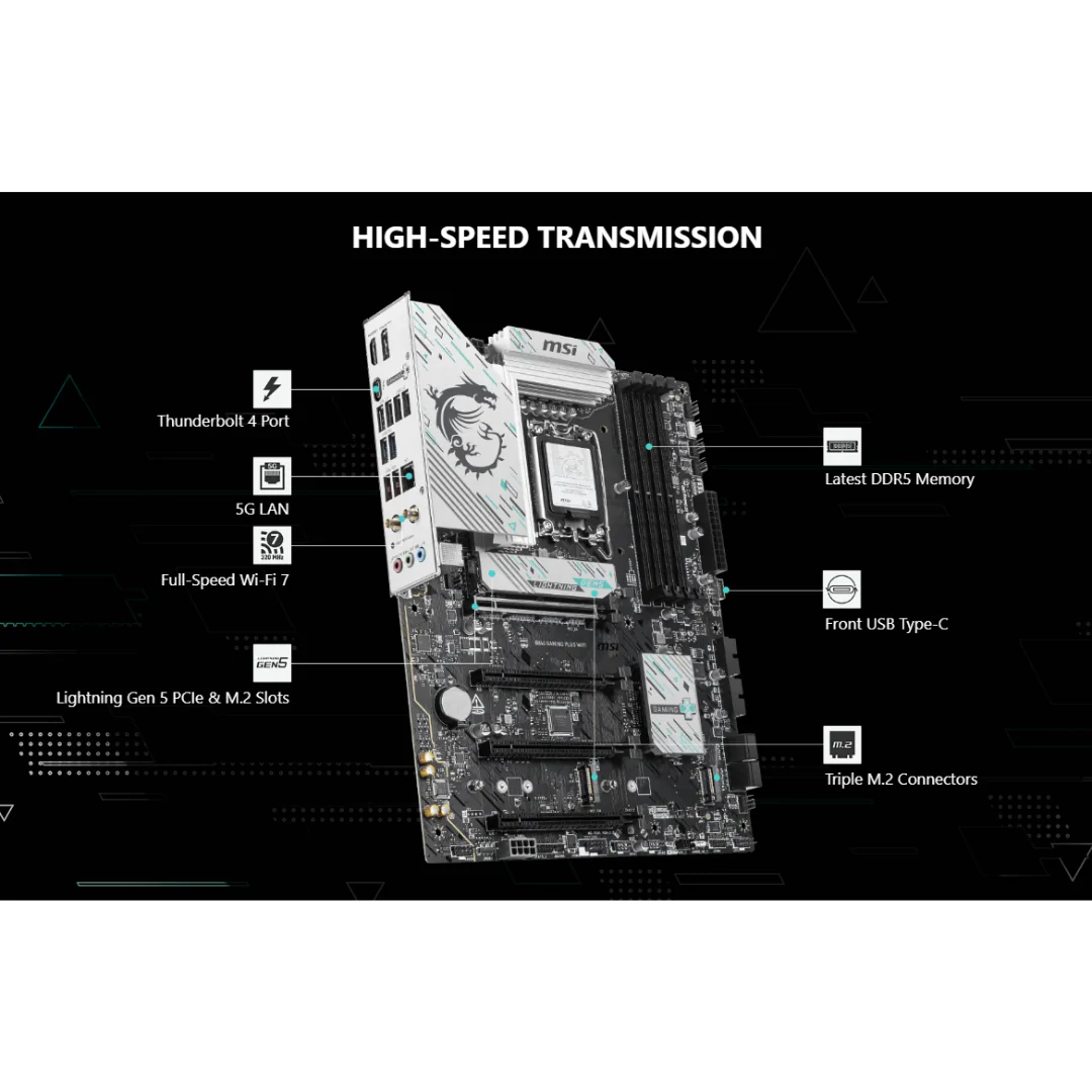 MSI B860 Gaming Plus WiFi 4*D5 ATX LGA1851 Motherboard - Image 4