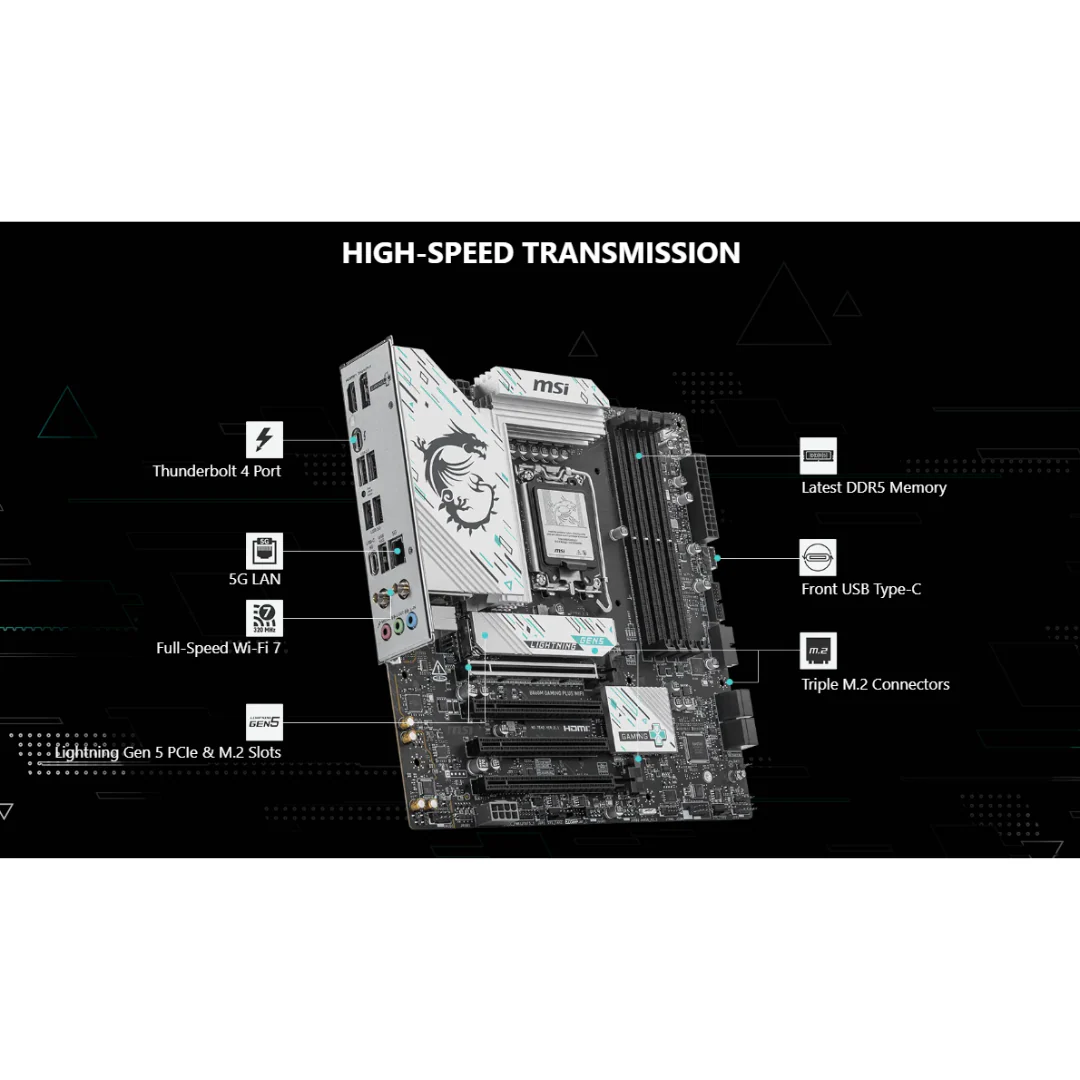 MSI B860M Gaming Plus WiFi 4*D5 mATX LGA1851 Motherboard - Image 4
