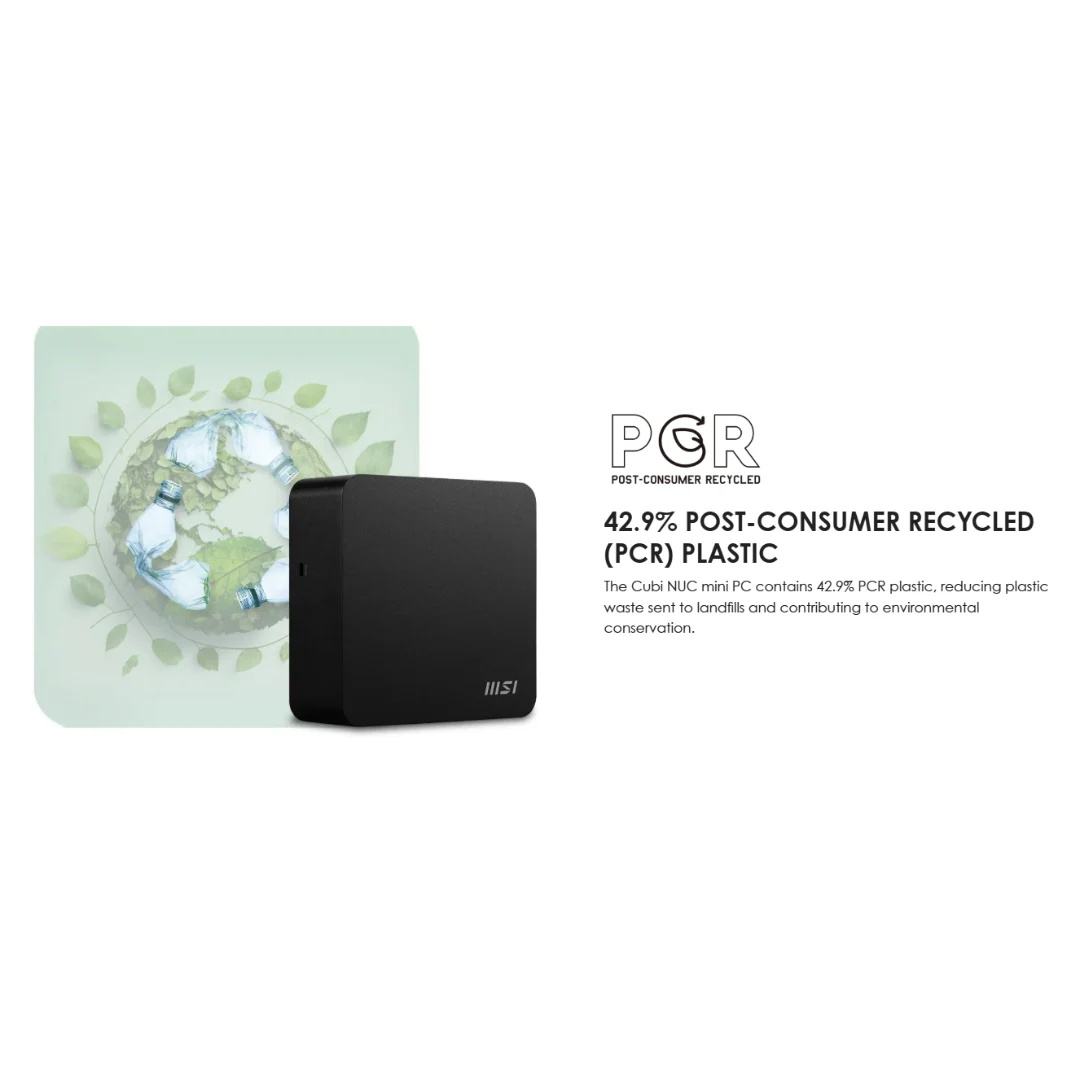 MSI CUBI NUC 1M-078BPH Barebone Desktop - Ultra 7 mini Desktop PC Intel Core SOC chipset i7-150U processor | GP | DDR5 Ready | WLAN AX 211 + BT 5.3 | NO OS/MEMORY/HDD/SDD/ODD/Peripherals | 120W - Image 4