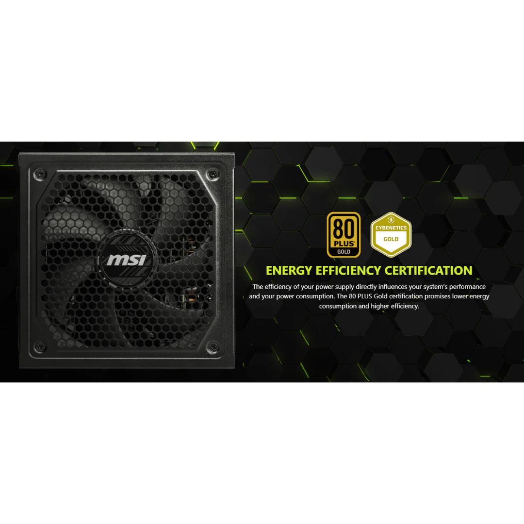 MSI MAG A1000GL PCIe5 GOLD 1000W 80+ Full Modular MAG-A1000GL-PCIE5 Power Supply - Image 4
