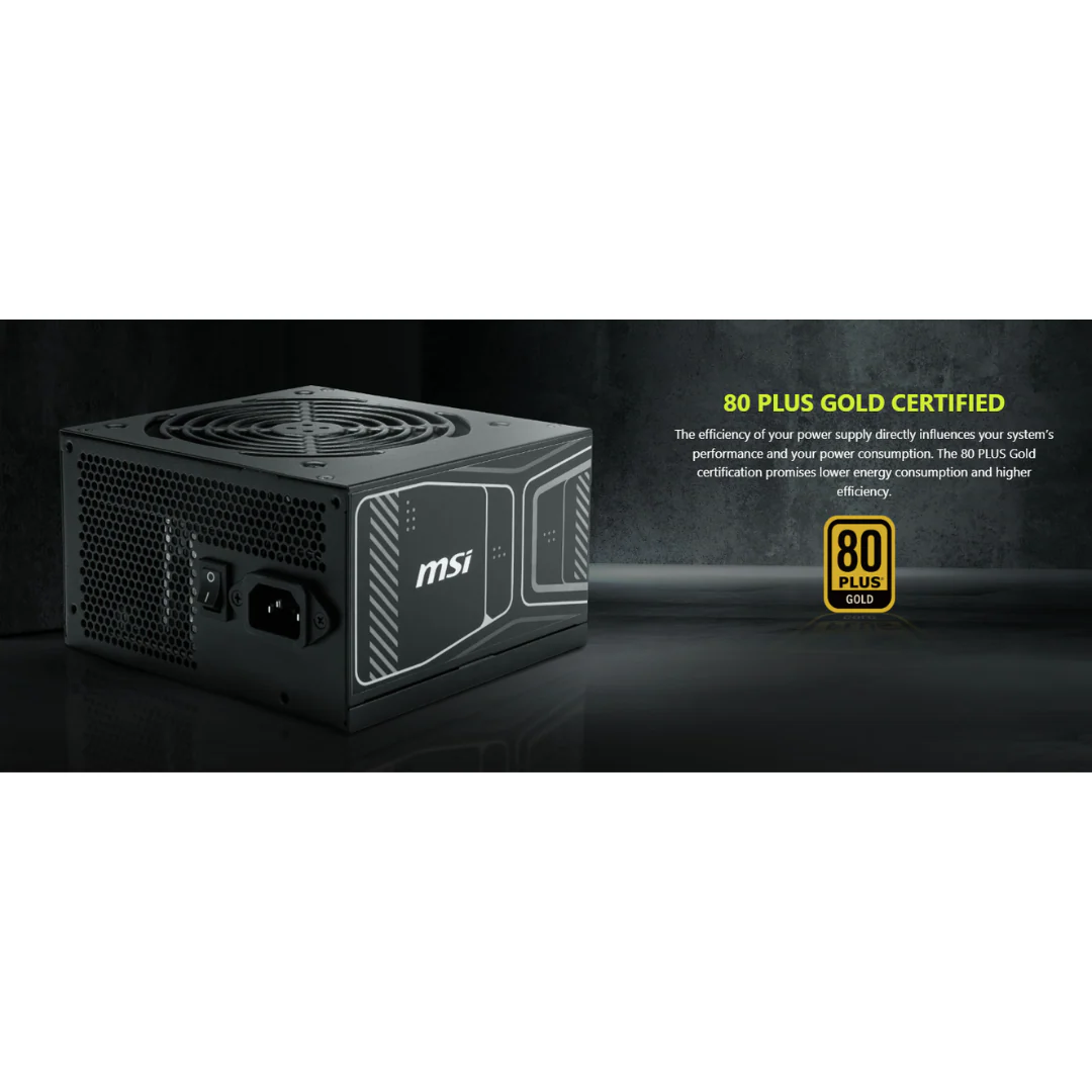 MSI MAG A850GN PCIe5 Gold 850W 80+ Non Modular Power Supply - Image 4