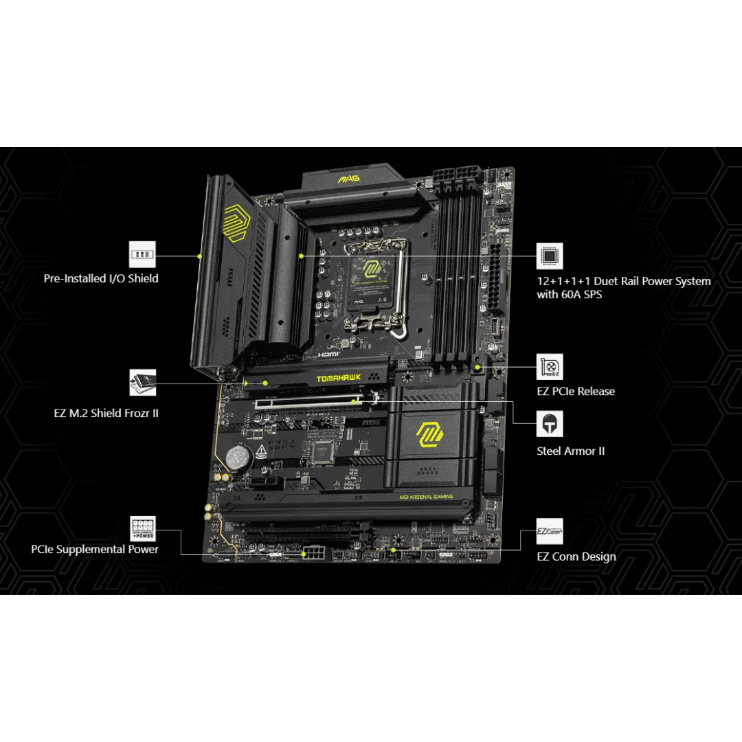 MSI MAG B860 Tomahawk WiFi 4*D5 ATX LGA1851 Motherboard - Image 4