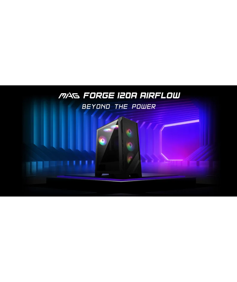 MSI MAG Forge 120A Airflow ATX TG Case with 6X120mm Rainbow Fan - Image 4