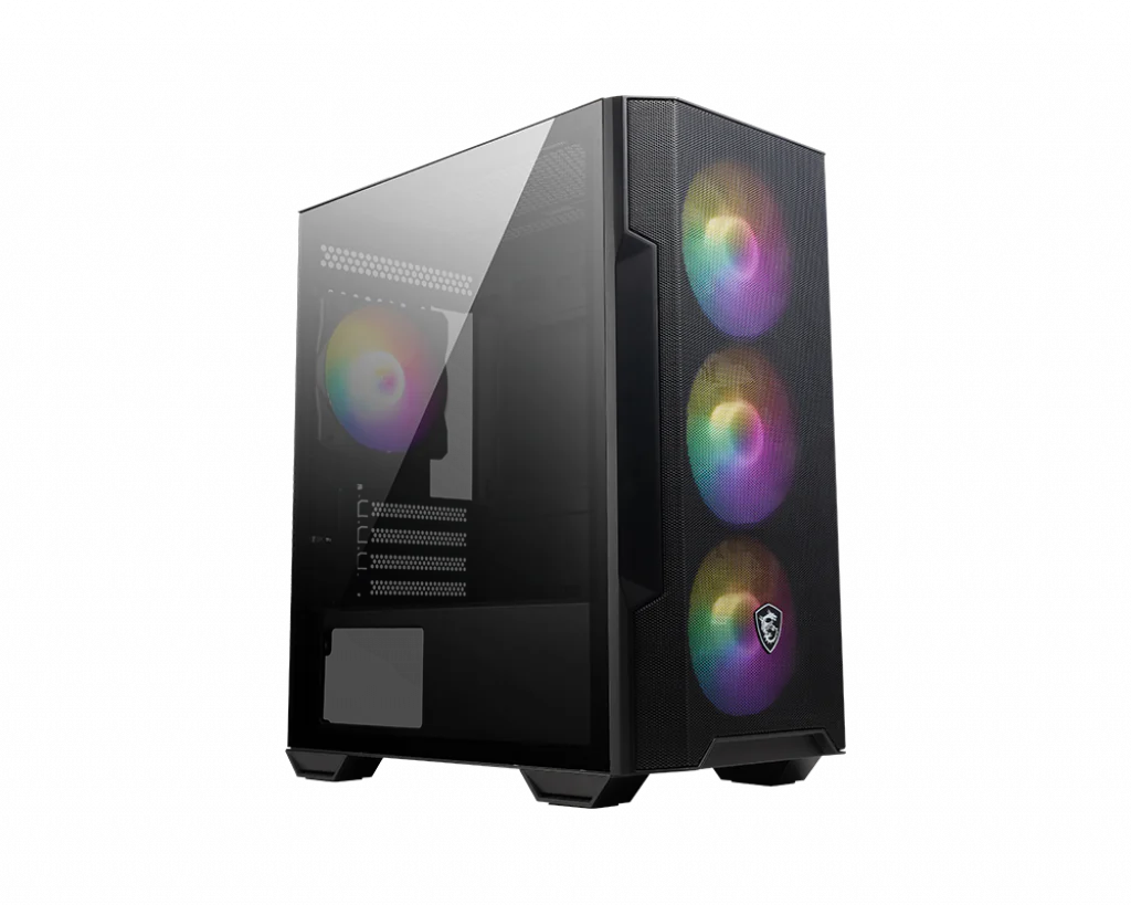 MSI MAG Forge M100R PC Case - mATX Tower | Tempered Glass Window | Mesh Front Panel / Black (4*120mm ARGB Fans)