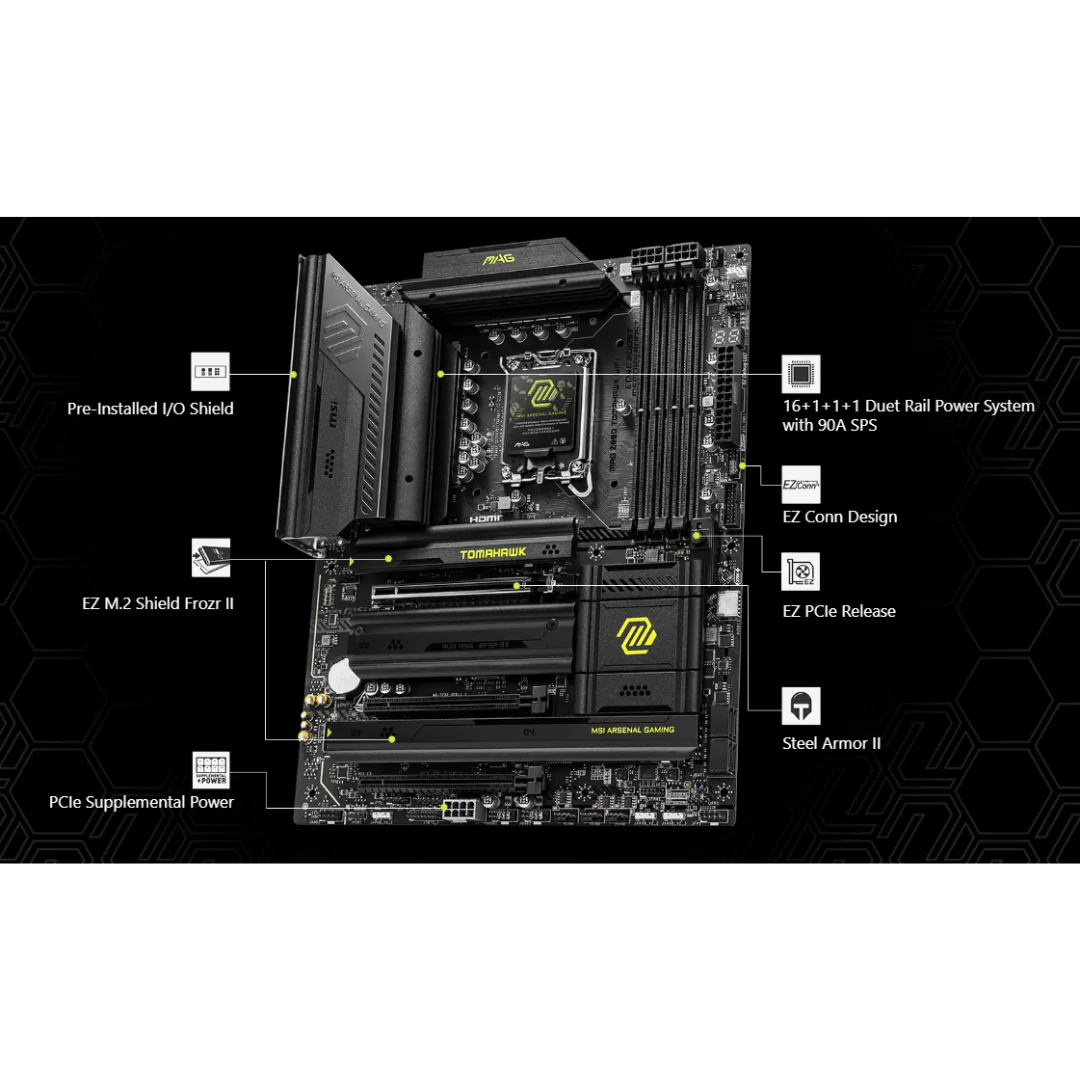 MSI MAG Z890 Tomahawk WiFi 4*D5 ATX LGA1851 Motherboard - Image 4