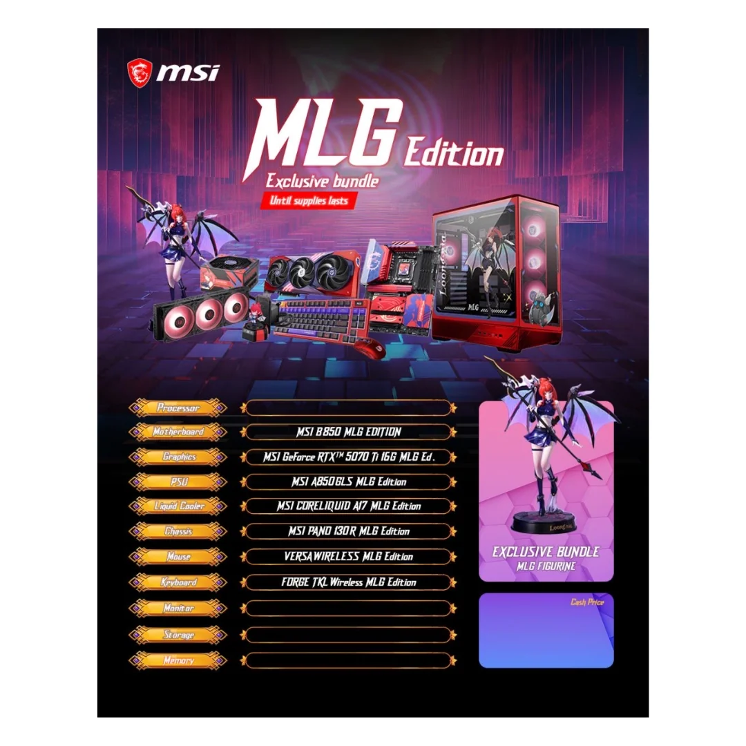 MSI MLG Edition PC Build - B850 MB | RTX 5070 Ti 16G GPU | A850GLS PSU | Coreliquid A17 AIO | PANO 130R Case | Versa Wireless Mouse | Forge TKL Wireless KB - Image 2