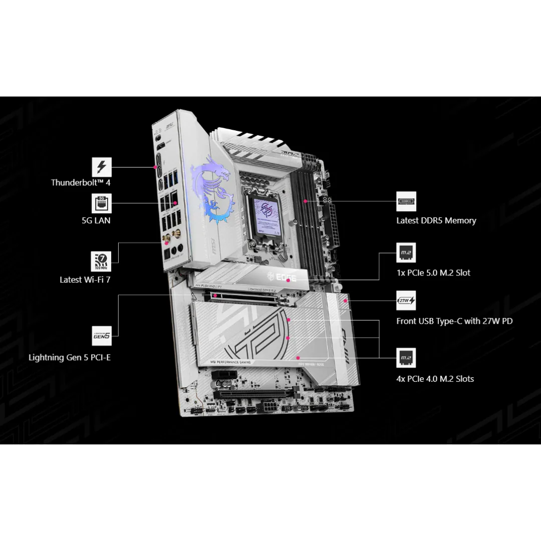 MSI MPG Z890 Edge Ti WiFi 4*D5 ATX LGA1851 Motherboard - Image 4