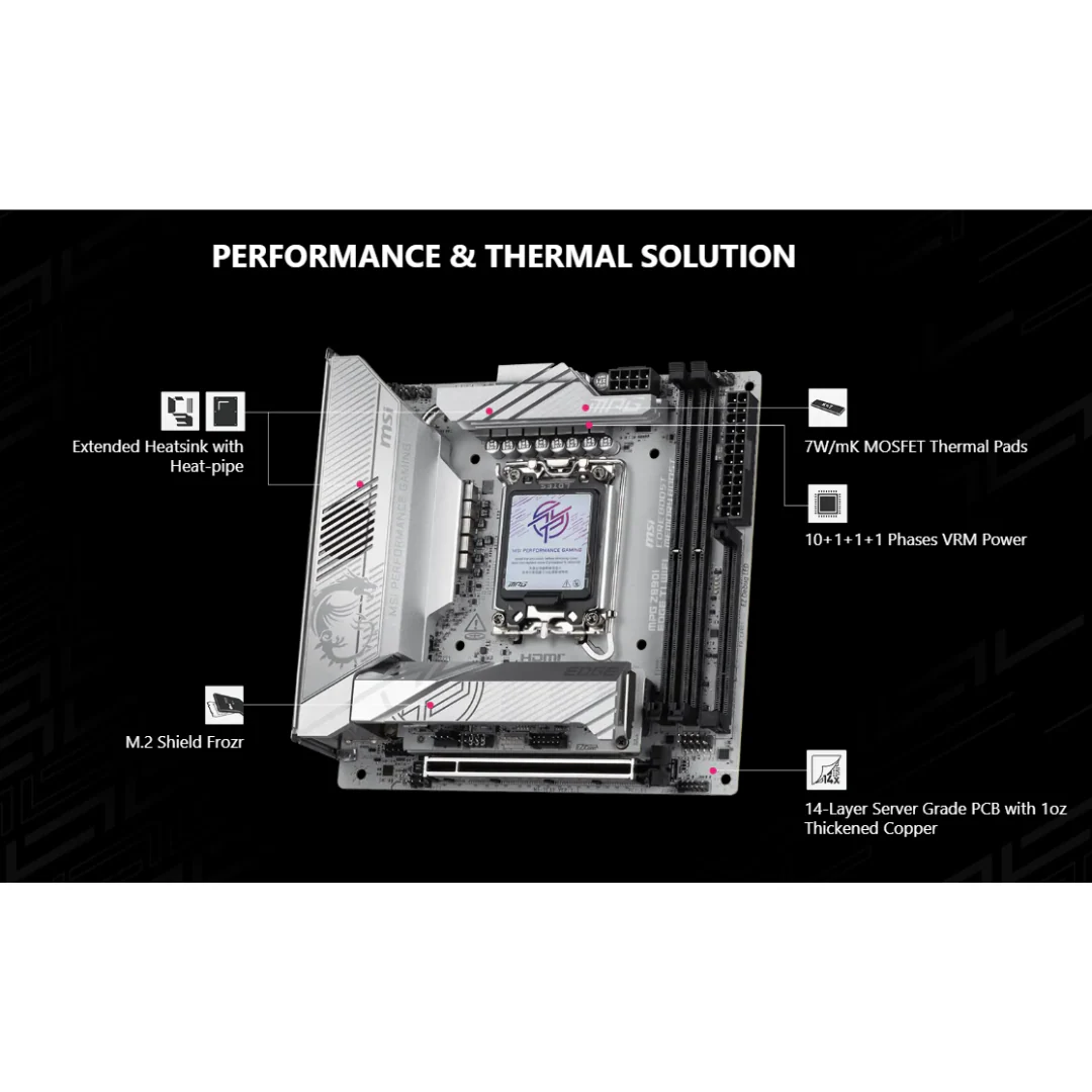 MSI MPG Z890I Edge Ti WiFi 2*D5 ITX WiFi7 LGA1851 Motherboard - Image 4