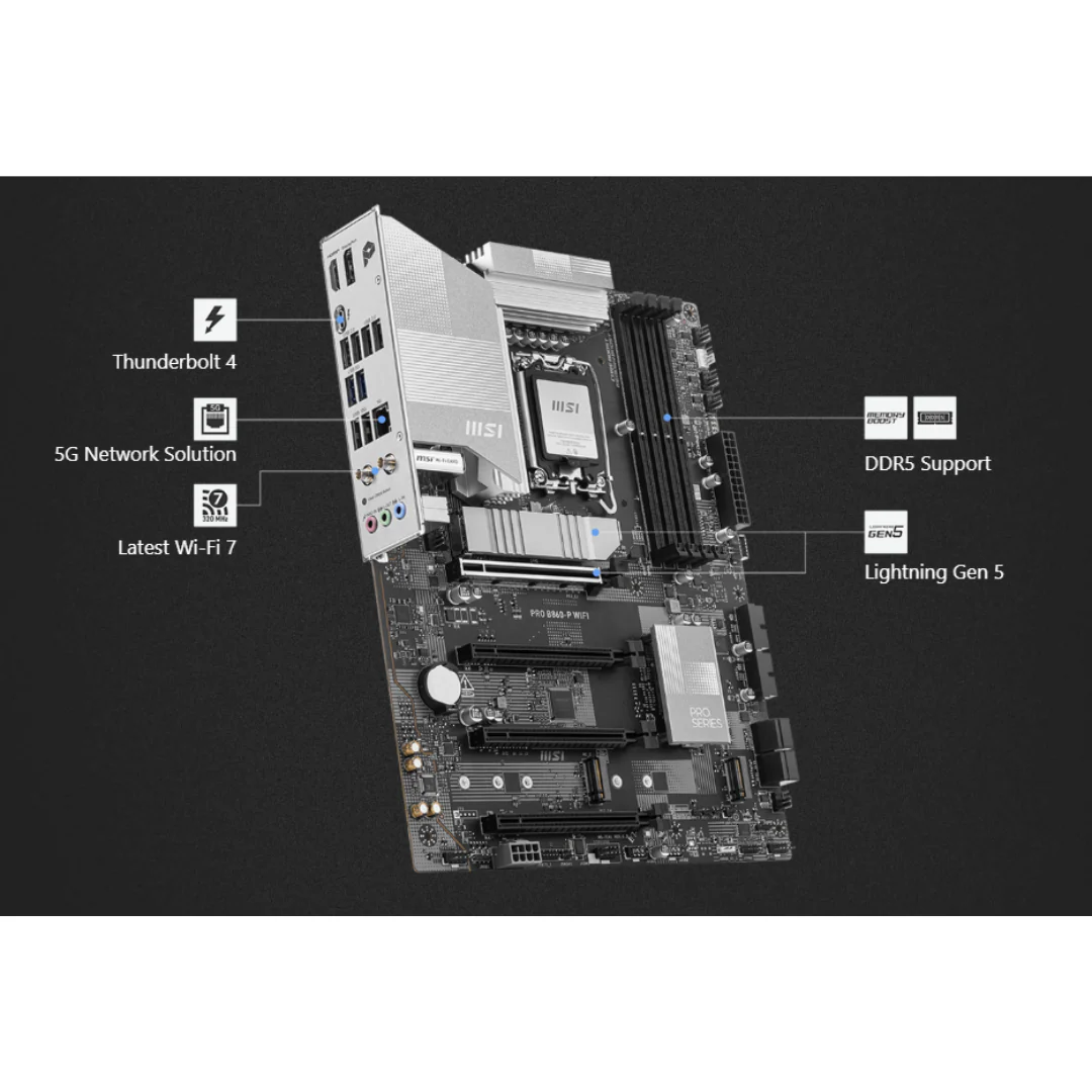 MSI Pro B860-P WiFi ddr5*4 ATX LGA1851 Motherboard - Image 4