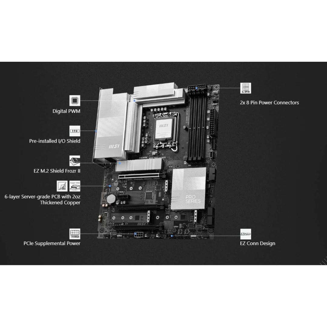 MSI Pro Z890-P WiFi 4*D5 ATX LGA1851 Motherboard - Image 4