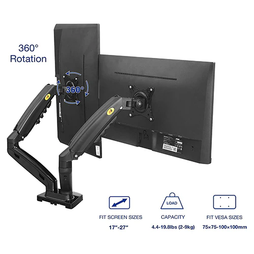 North Bayou F160 Dual Deskmount 17-27" (75x100) 2-9kg ( No Box ) - Image 3