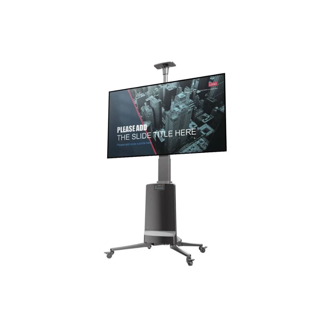 North Bayou TW85 Motorized Lift Screen Heavy Duty TV Mount Cart 55-85" Black - Image 3