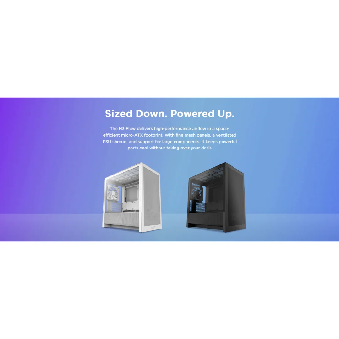 NZXT H3 Flow TG mATX Airflow Case ( Black CC-H31FB-01 / White CC-H31FW-01 ) - Image 4