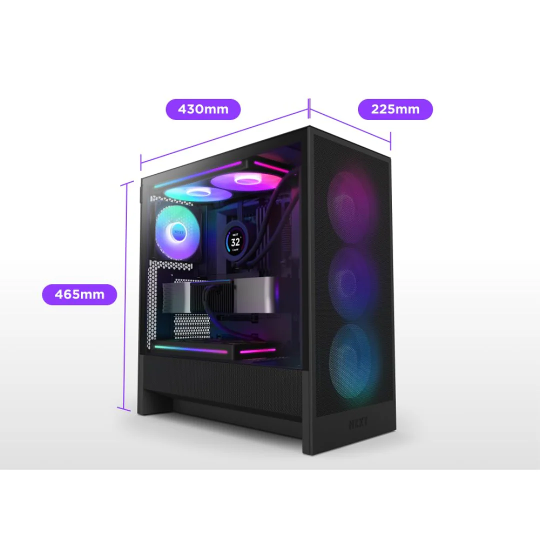 NZXT H5 Flow RGB (2024) Compact ATX Mid-Tower Airflow Case with RGB Fans ( Black CC-H52FB-R1 | White CC-H52FW-R1 ) - Image 2