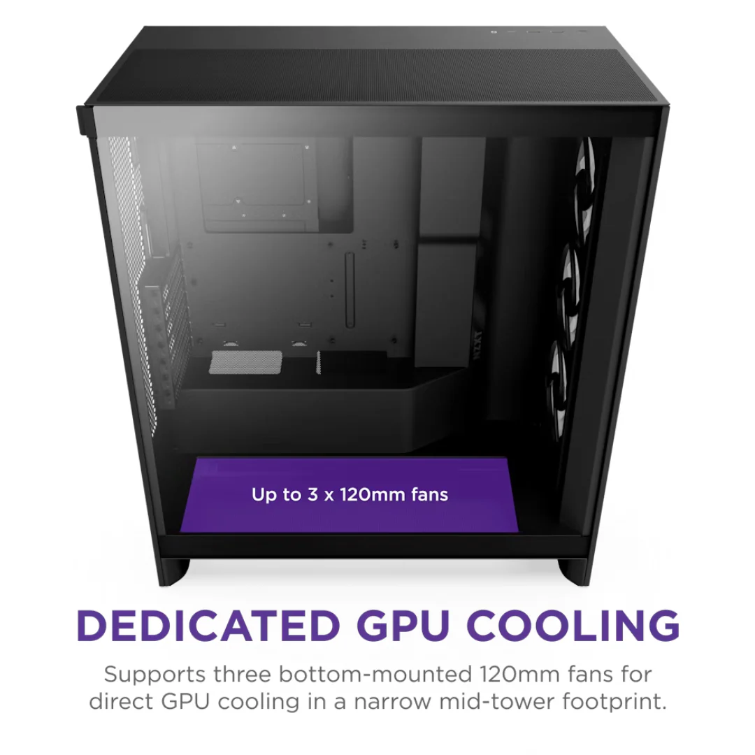 NZXT H7 Flow RGB AIRFLOW Black 2024 TG Mesh ATX Case CM-H72FB-R1 - Image 3