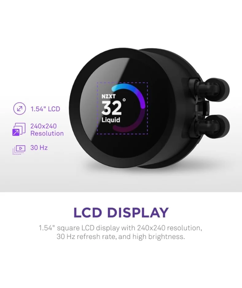 NZXT Kraken 280 Black w/ Monitoring LCD Liquid Cooler RL-KN280-B1 - Image 5