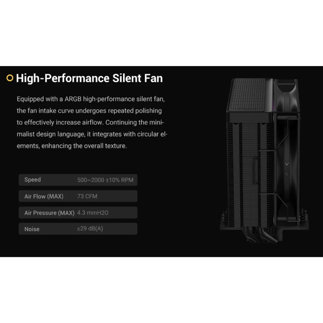 Ocypus Delta A40 aRGB 120mm 6mmX4 Heatpipe Air Cooler DELTA-A40-BK1NAWN00X-GL / DELTA-A40-WH1NAWN00X-GL - Image 4