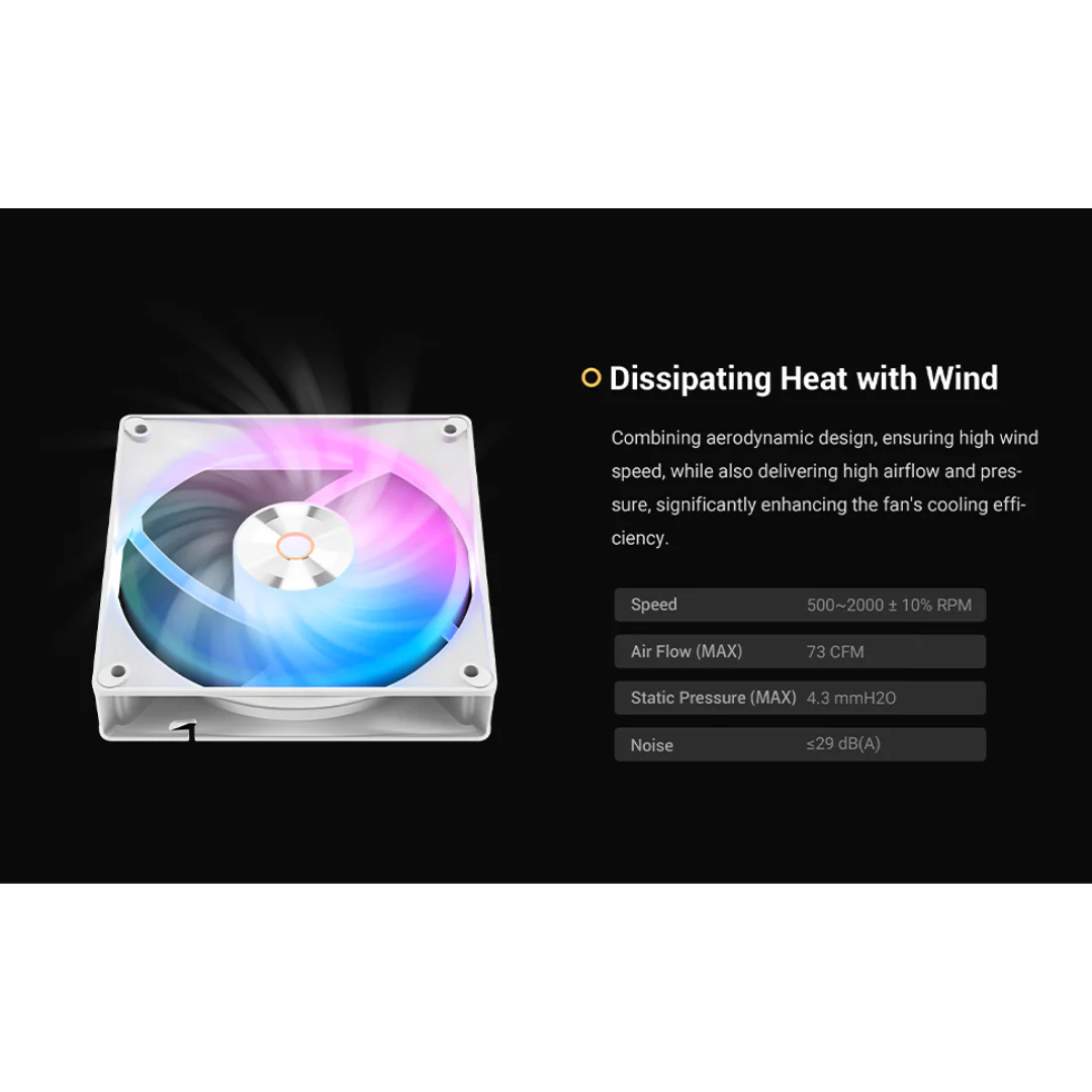 Ocypus Delta F12 ARGB 120mm PWM Fan - Single Pack DELTA-F12-WH1AM00X-GL/DELTA-F12-BK1AM00X-GL - Image 4