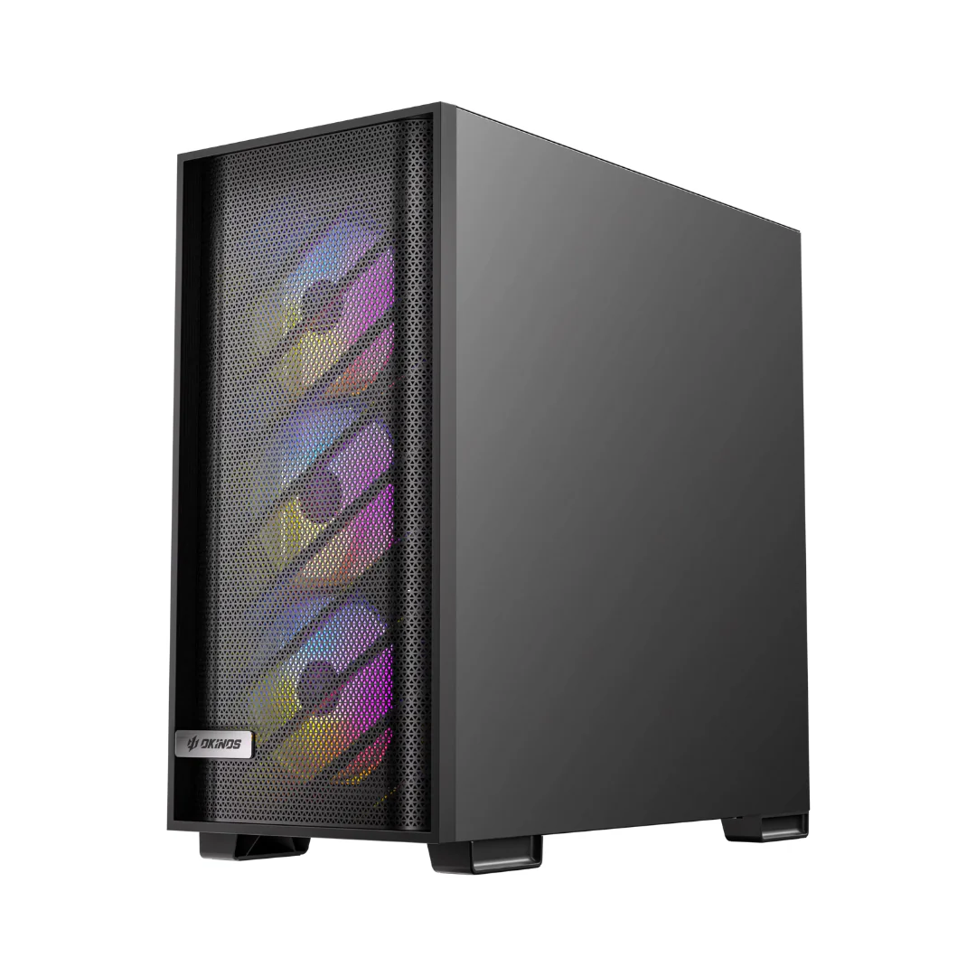 Okinos 612 ARGB Mid-Tower ATX TG Gaming PC Case w/ 4x120MM ARGB Fans - Image 2