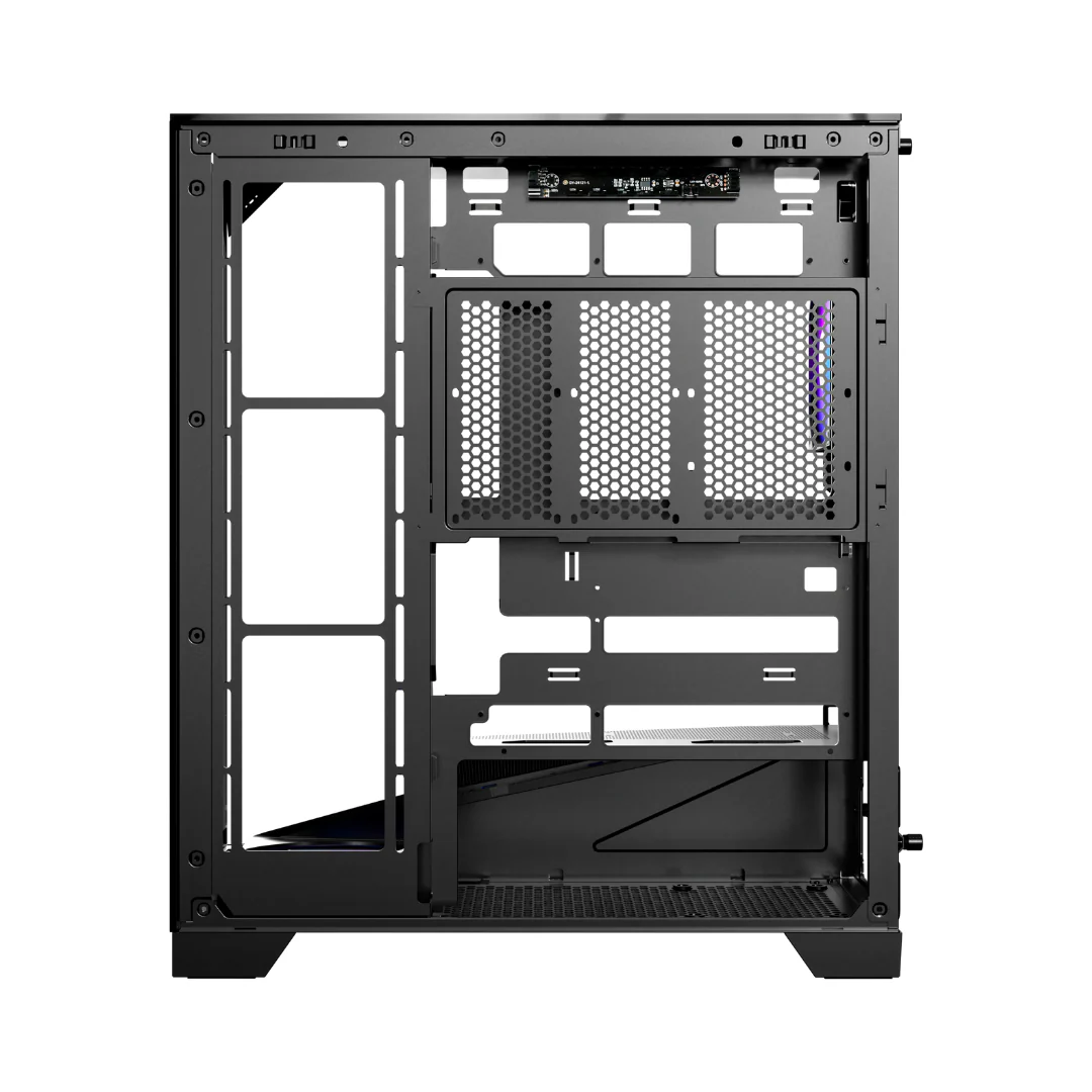 Okinos Aqua 93 Panoramic Mid-Tower ATX TG Gaming PC Case w/ 2x120MM ARGB Fans - Image 4