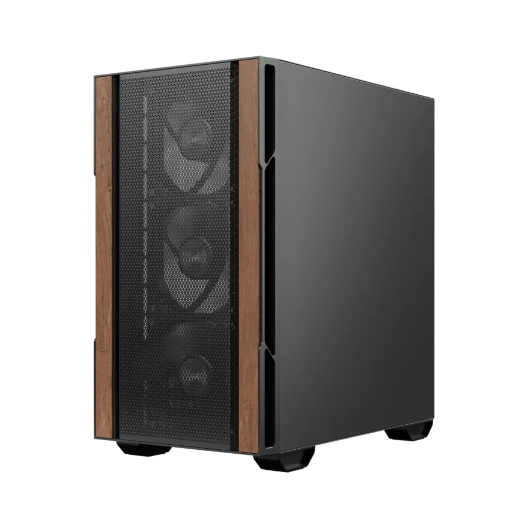 Okinos Cypress 3 Wood Mini-Tower mATX TG Black Gaming PC Case w/ 4x120mm PWM Fans - Image 2