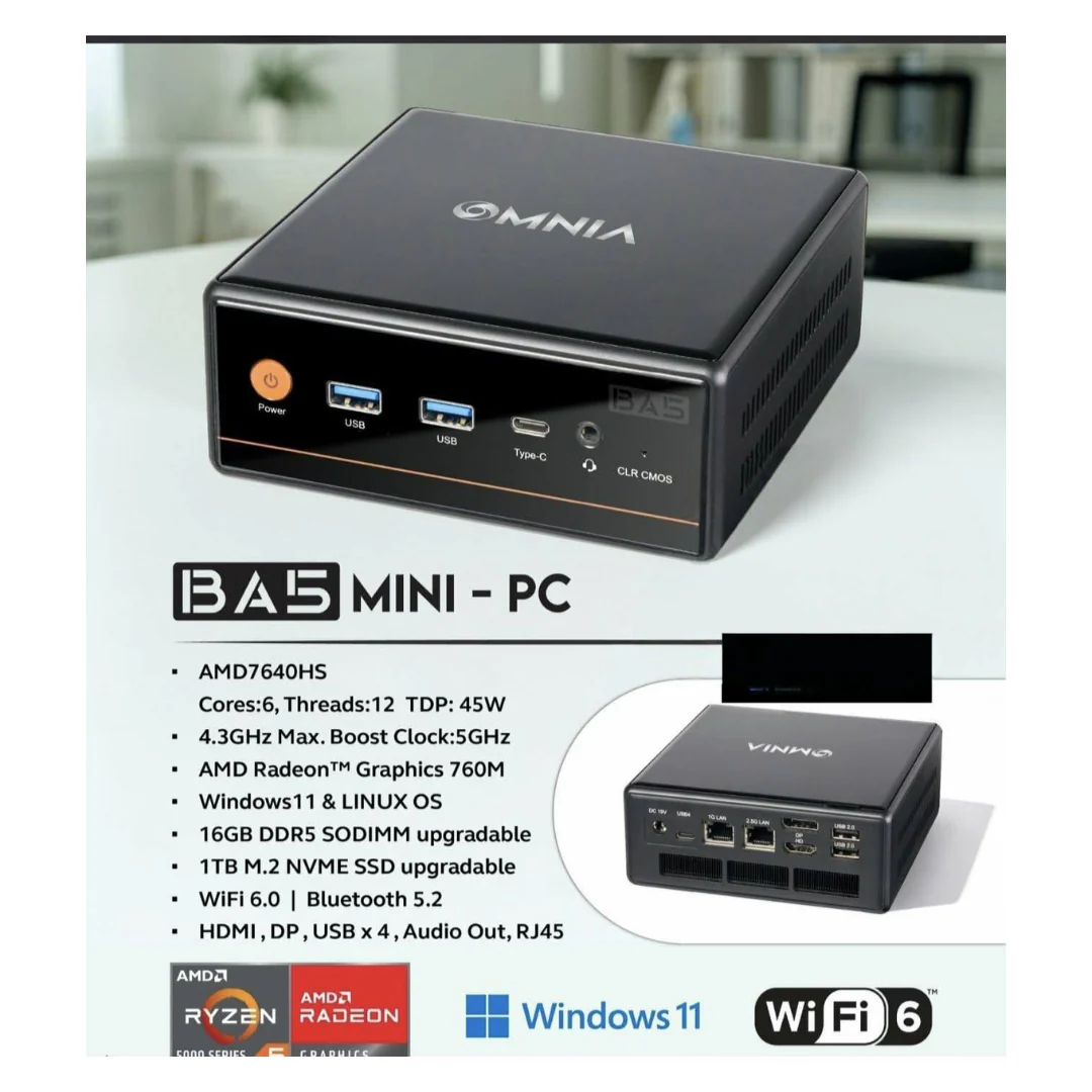 Omnia BA5 Mini PC Ryzen 5 7640HS | 16GB | 1TB Radeon 760M | Windows 11 - Image 3