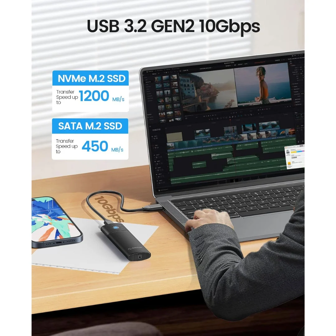 Orico M.2 NVMe SSD Enclosure Black PWM2-G2 - Image 4