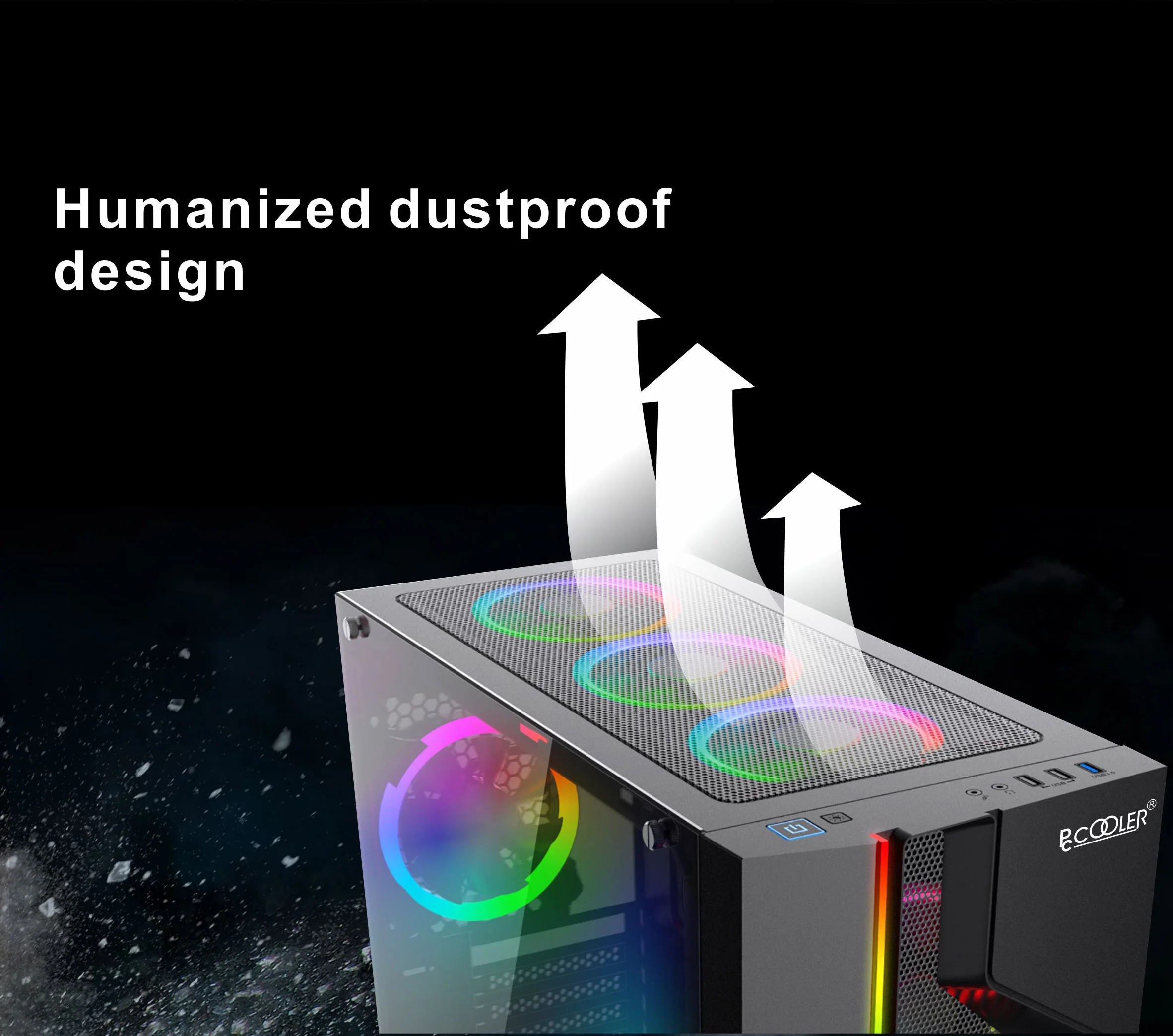 PCCooler GAME Ⅱ Black ATX TG Mid Tower Case (with 4*120mm FX-120 3 DYNAMIC COLOR 120mm Fan) - Image 6
