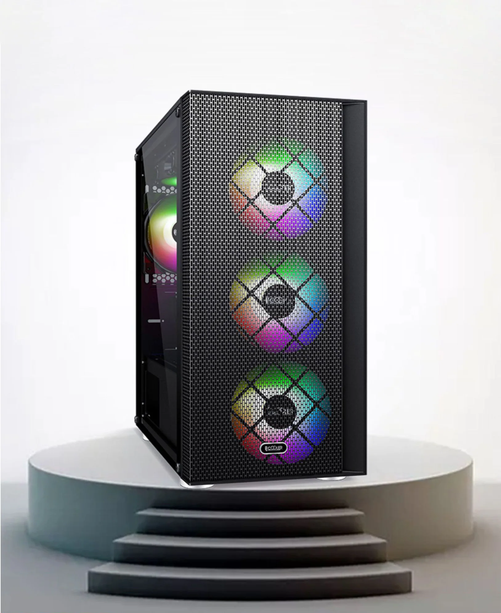 PCcooler GAME 6 Black mATX TG MESH Mid Tower Case (with 4*120mm FX-120 3 DYNAMIC COLOR 120mm Fan)