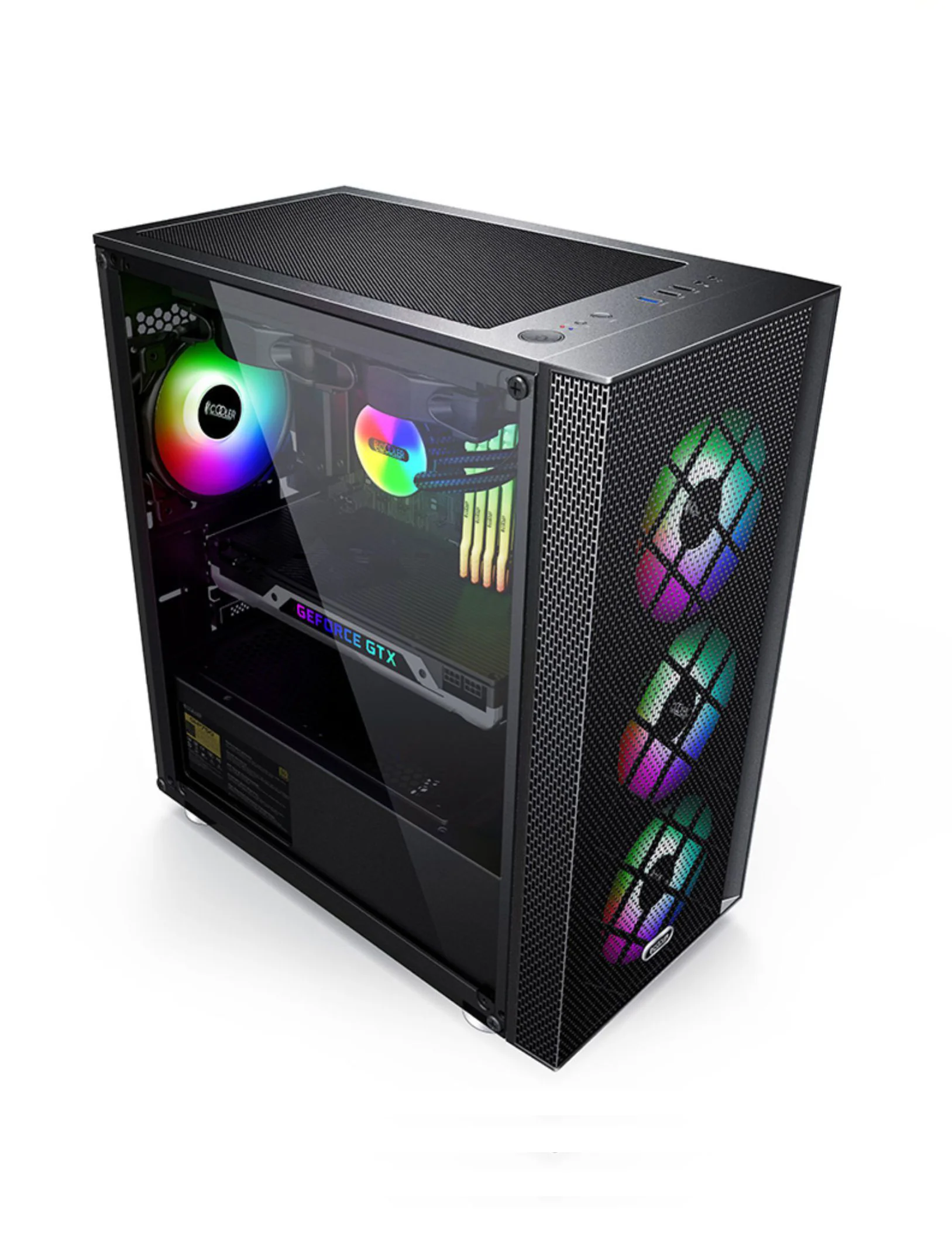 PCcooler GAME 6 Black mATX TG MESH Mid Tower Case (with 4*120mm FX-120 3 DYNAMIC COLOR 120mm Fan) - Image 3