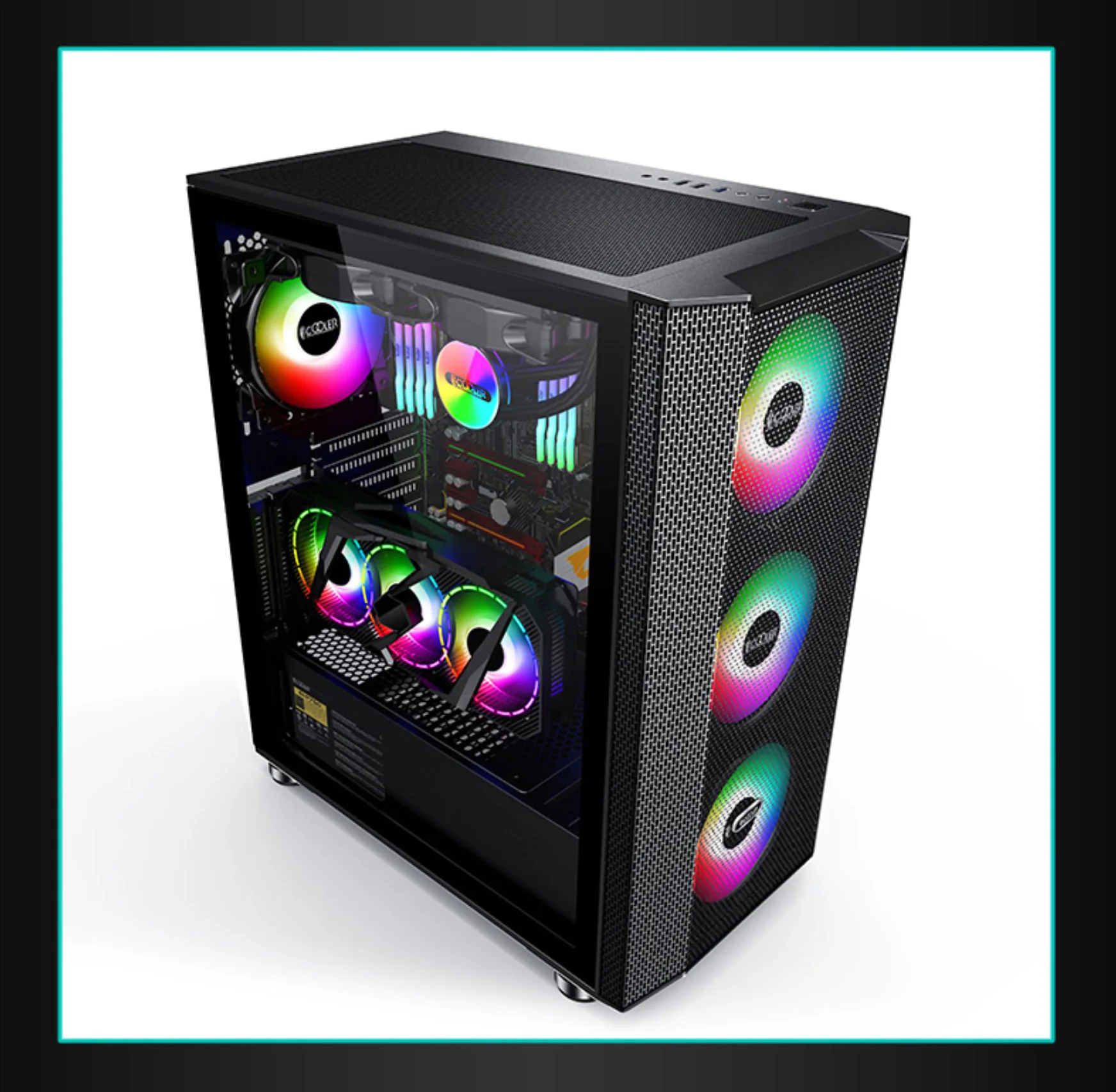 PCcooler GAME 7 Black ATX TG Mid Tower Case (with 4*120mm FX-120 3 DYNAMIC COLOR 120mm Fan) - Image 3