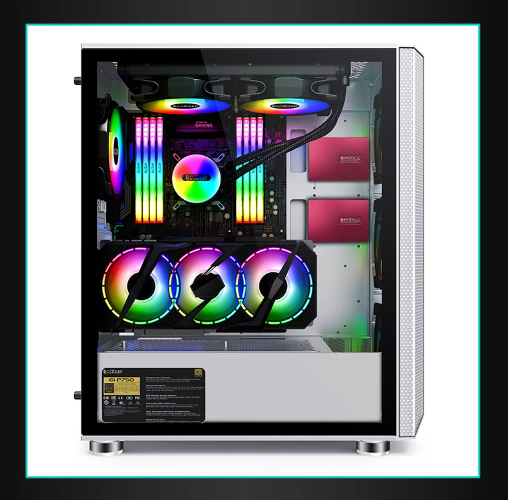 PCcooler GAME 7 White ATX TG MESH Mid Tower Case (with 4*120mm FX-120 3 DYNAMIC COLOR 120mm Fan) - Image 3
