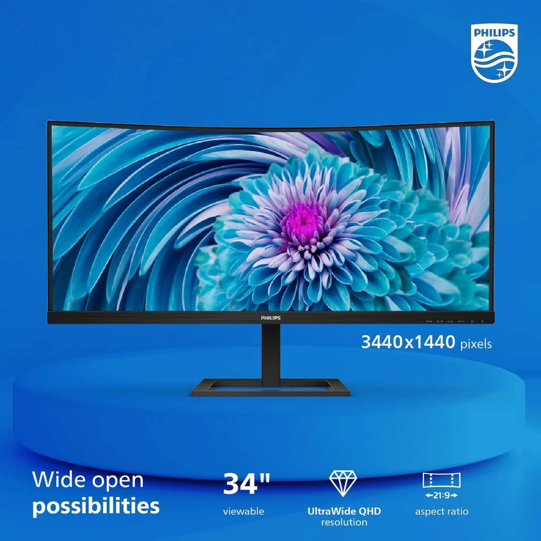 Philips 346E2CUAE 34" Curved VA 100Hz WQHD 3440x1440 1ms Monitor with speakers, USB-C ( No Box ) - Image 4