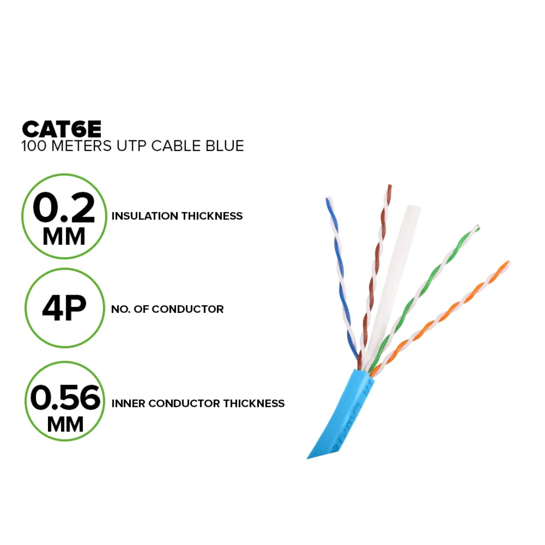 PowerLogic Cat6 Indoor 100m UTP Lan Cable Copper Clad 24AWG .45 CCA Blue - Image 4