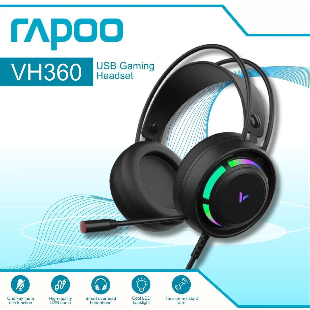 Rapoo VH360 RGB Wired Black Gaming Headset 11920 - Image 4