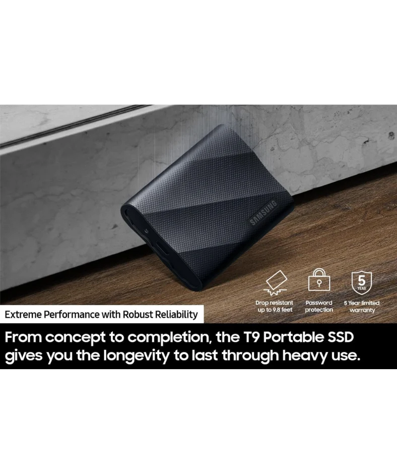 Samsung T9 Portable 1TB SSD Black USB 3.2 Gen 2X2 Read/Write Speeds of up to 2,000 MB/S MU-PG1T0B/WW - Image 4