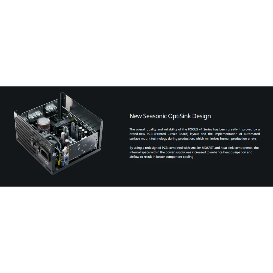 Seasonic Focus GX-1000 GOLD 1000W ATX 3.1  PCIe5 80+ Fully Modular Power Supply SRP-FGX102-A5A32SF - Image 4