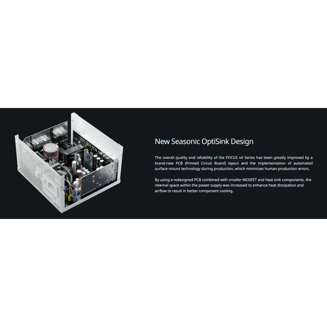 Seasonic Focus GX-850 Gold V4 850W ATX3.0 White 80+ Full Modular SRP-FGX851-A5A32SF WHITE Power Supply - Image 4