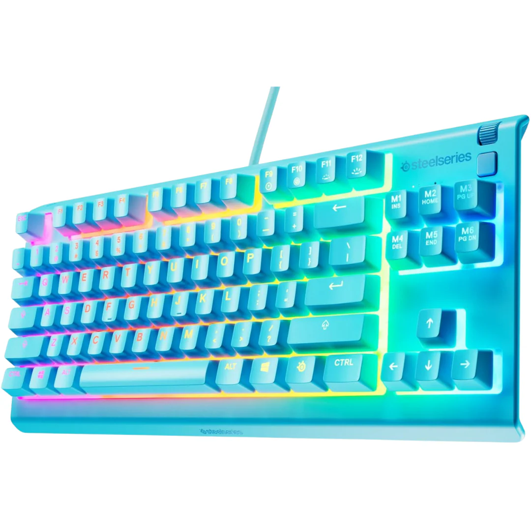 SteelSeries Apex 3 TKL RGB Water & Dust Resistant Whisper Quiet Switches Gaming Keyboard (Aqua 64933 | White 64819 | Lavender 64940)