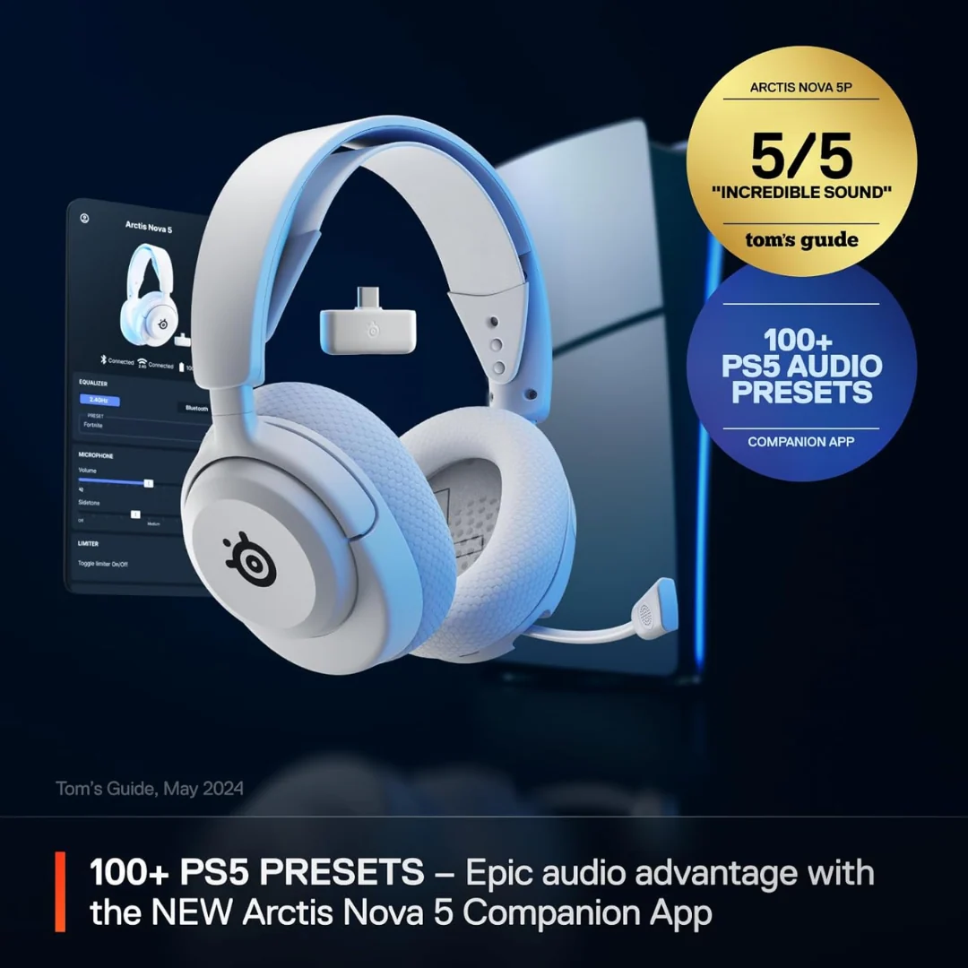 SteelSeries Arctis Nova 5P Wireless Gaming Headset For PC/PlayStation/N-Switch/Mobile (White) 61674 - Image 4