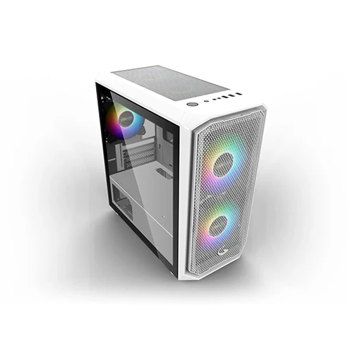 Sting Pro N24 White TG mATX MidTower Gaming Case (with 1*120mm Rainbow Fan) - Image 3