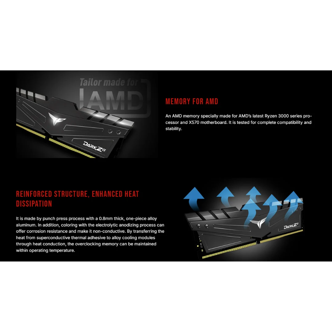 T-Force Dark Za 16GB Dual DDR4 3200Mhz CL16 TDZAD416G3200HC16CDC01 Desktop Memory - Image 4